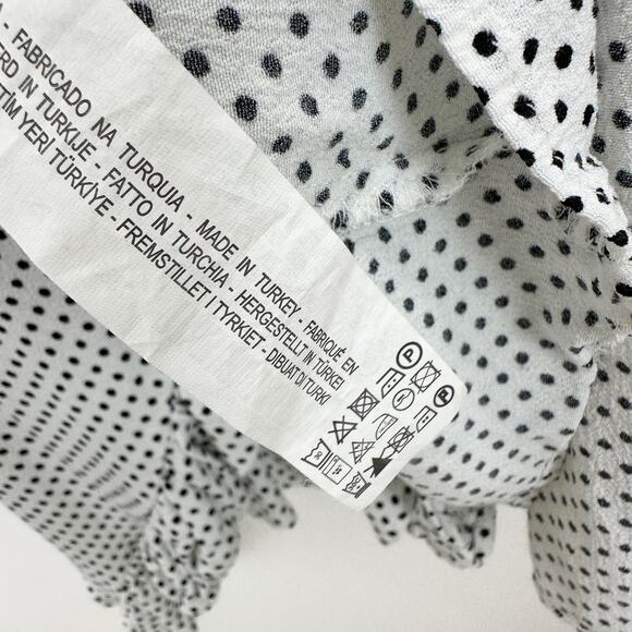 Zara Polka Dot Mini Wrap Romper White Black Ruffle Viscose Long Sleeve XS - Picture 8 of 12